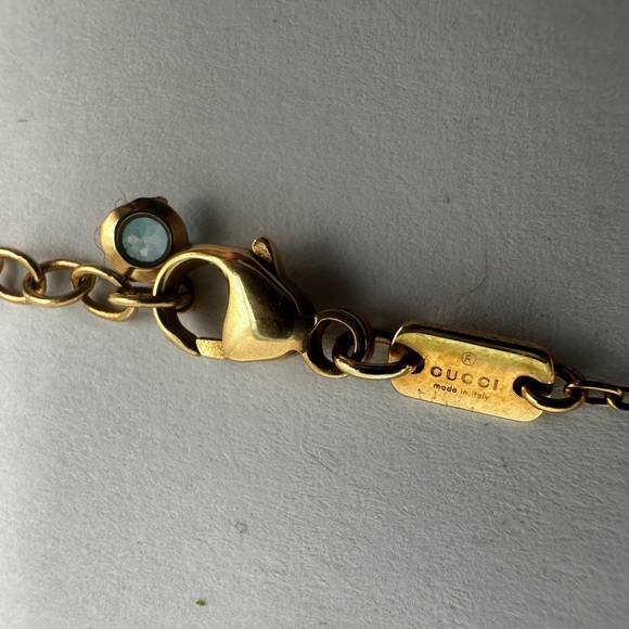 Gucci Running GG 18K Yellow Gold & Blue Topaz Necklace - Picture 7 of 11